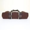 Hermès Troca small model handbag in dark brown canvas and brown leather - Detail D4 thumbnail