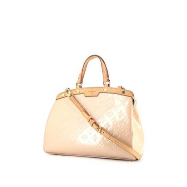 Bolso de mano Louis Vuitton Brea en charol Monogram beige y cuero natural