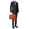 Hermès Sac à dépêches briefcase in gold epsom leather - Detail D1 thumbnail