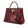 Hermes Kelly 35 cm handbag in burgundy box leather - 00pp thumbnail