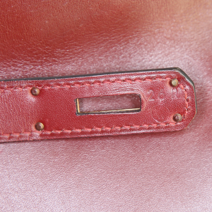 Hermes Kelly 35 cm handbag in burgundy box leather - Detail D5