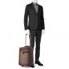 Berluti suitcase in brown leather and beige canvas - Detail D1 thumbnail