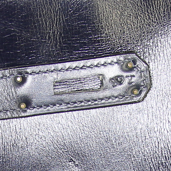 Hermes Monaco handbag in blue box leather - Detail D4
