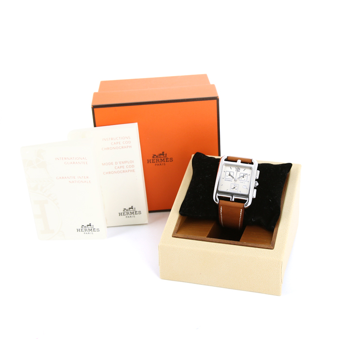 Hermes Cape Cod Chrono watch in stainless steel Ref:  CC1.910 Circa  2006 - Detail D2