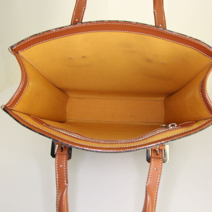 Sac cabas Goyard Comores en toile monogram noire et cuir marron - Detail D2