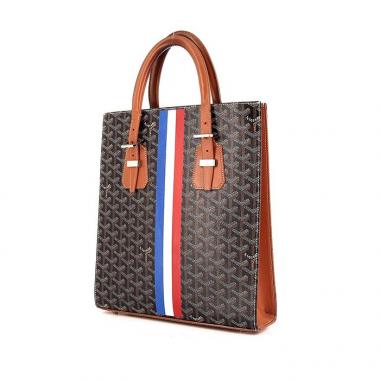 Bolso Cabás Goyard Comores en lona Monogram negra y cuero marrón