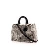Dior Diorissimo medium model shoulder bag in white and black bicolor mink and black python - 00pp thumbnail