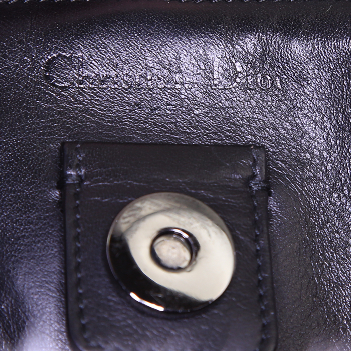 Dior Diorissimo medium model shoulder bag in white and black bicolor mink and black python - Detail D4