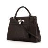 Hermes Kelly 32 cm handbag in brown ebene togo leather - 00pp thumbnail