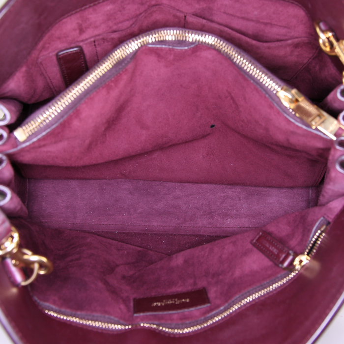 Saint Laurent Sac de jour handbag in burgundy leather - Detail D3