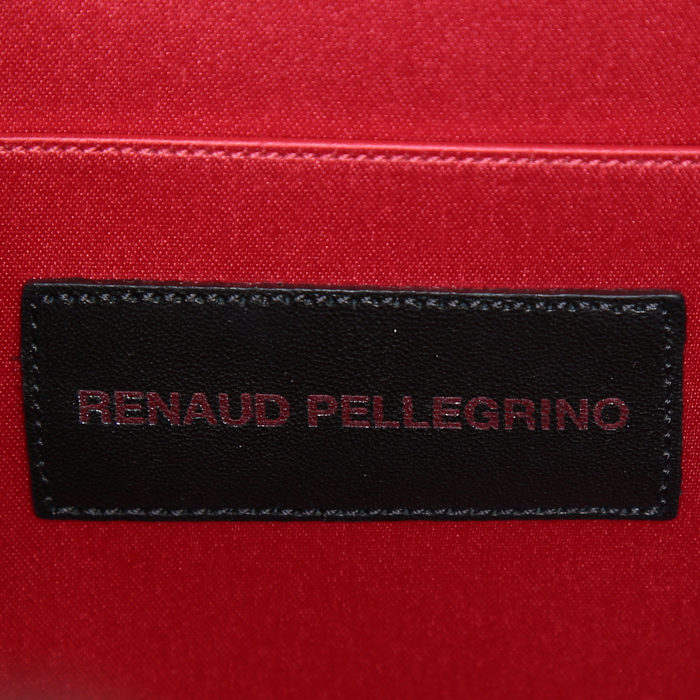 Sac cabas Renaud Pellegrino en toile multicolore noire , verte bleue et rouge et cuir noir - Detail D4