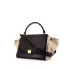 Celine Trapeze medium model handbag in black and blue leather and beige canvas - 00pp thumbnail