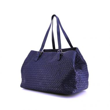 Sac cabas Bottega Veneta en cuir intrecciato bleu