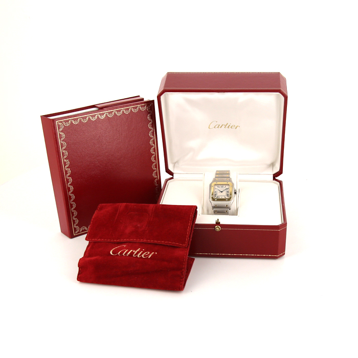 Cartier Santos watch in gold and stainless steel Ref:  1566 Circa  2004 - Detail D2