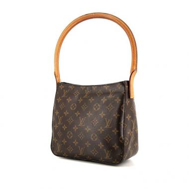 Sac à main Louis Vuitton Looping petit modèle en toile monogram marron et cuir naturel