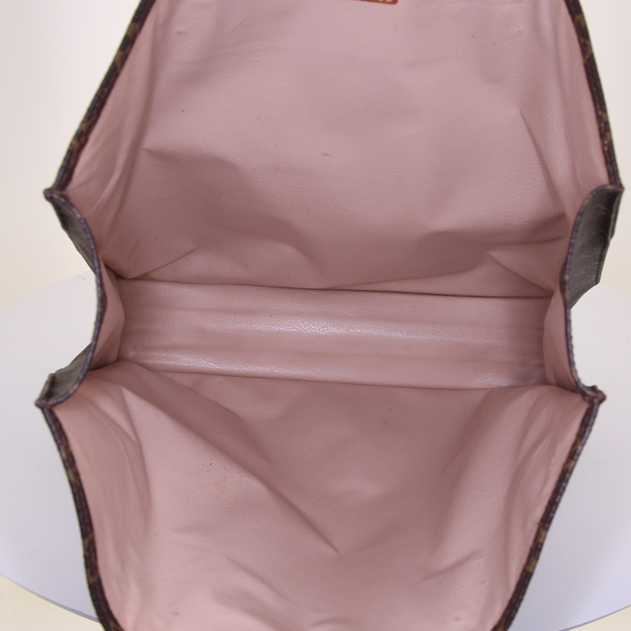 Shopping bag Louis Vuitton Louis Vuitton Sac Plat in tela monogram cerata e pelle naturale - Detail D2