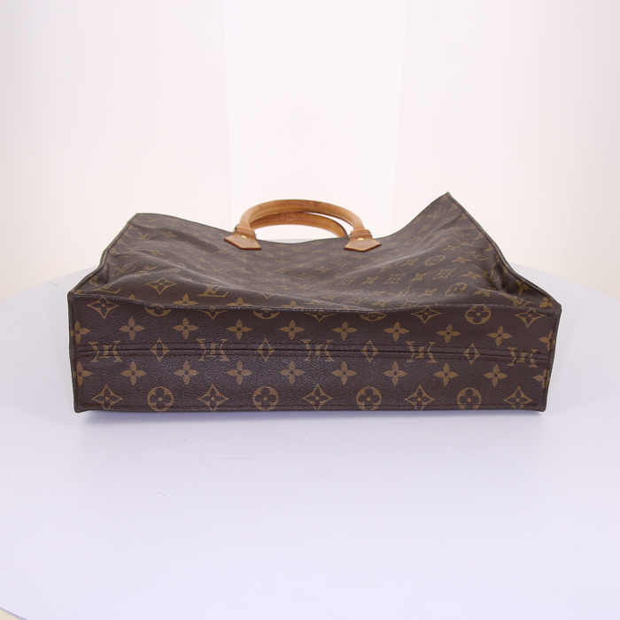 Sac cabas Louis Vuitton Louis Vuitton Sac Plat en toile monogram enduite et cuir naturel - Detail D4
