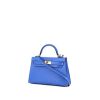 Hermes Kelly 20 cm shoulder bag in Bleu Hydra leather - 00pp thumbnail