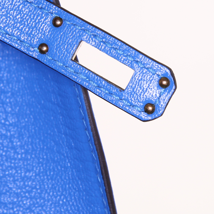 Borsa a tracolla Hermes Kelly 20 cm in pelle Bleu Hydra - Detail D5