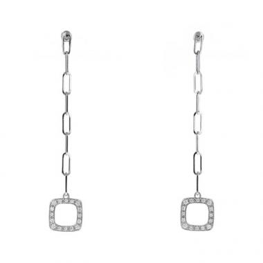 Pendientes colgantes Dinh Van Impressions en oro blanco y diamantes