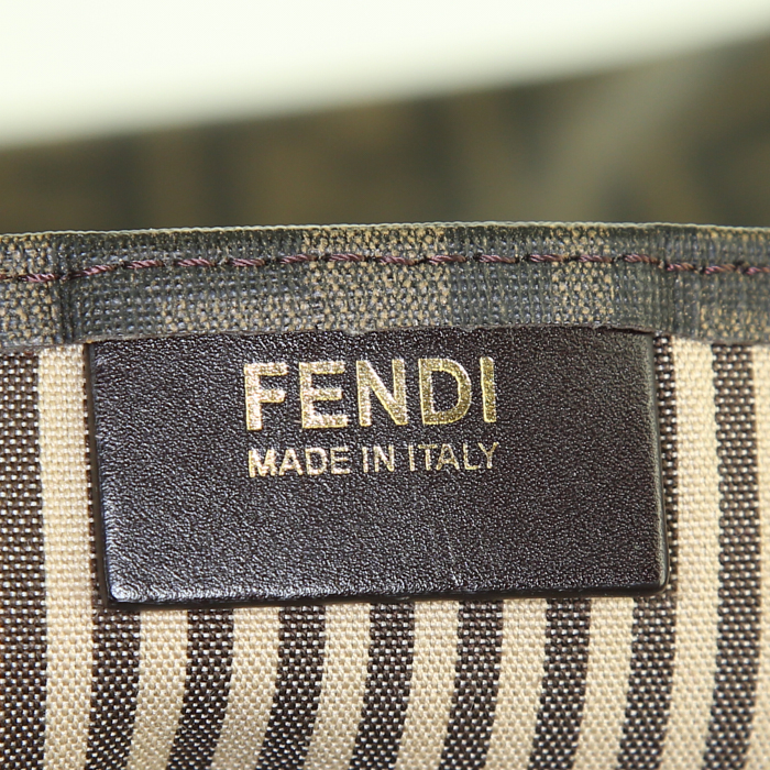 Sac cabas Fendi en toile monogram marron et cuir noir - Detail D3