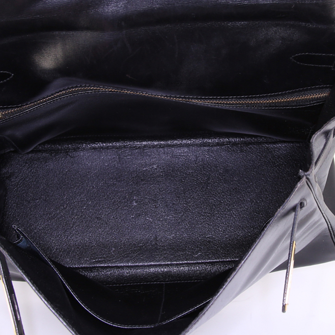 Hermes Kelly 35 cm handbag in black box leather - Detail D3