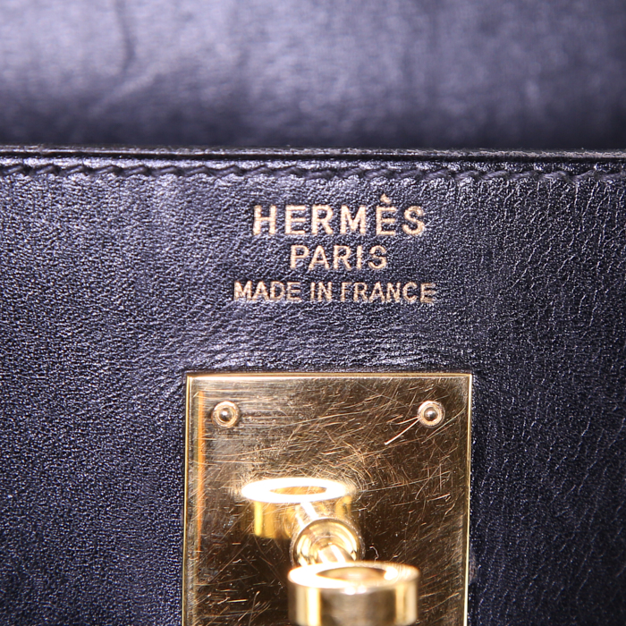Hermes Kelly 35 cm handbag in black box leather - Detail D4