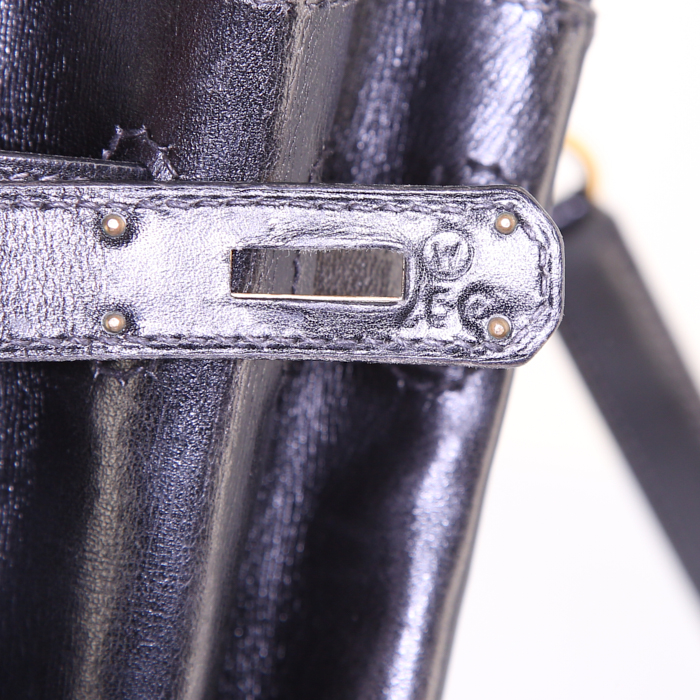 Hermes Kelly 35 cm handbag in black box leather - Detail D5
