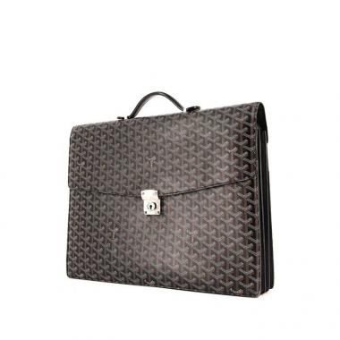 Borsa portadocumenti Goyard Chypre in tela monogram nera e pelle nera