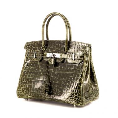 Hermes Birkin 30 cm handbag in green Chartreuse crocodile