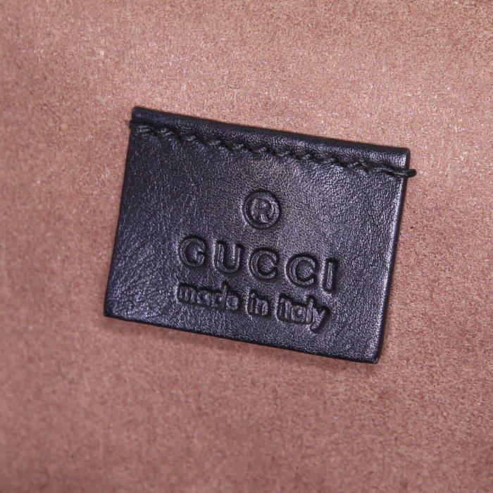 Gucci Dionysus handbag in grey-beige monogram canvas and black leather - Detail D4
