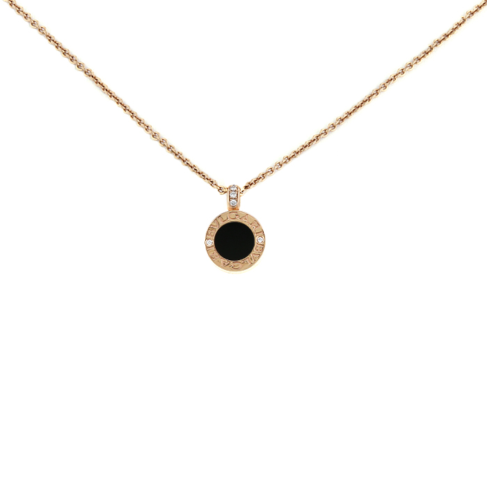 Bulgari Bulgari Bulgari necklace in pink gold,  diamonds and onyx and in diamonds - Detail D2