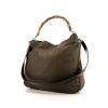 Gucci Bamboo handbag in olive green canvas and olive green leather - 00pp thumbnail