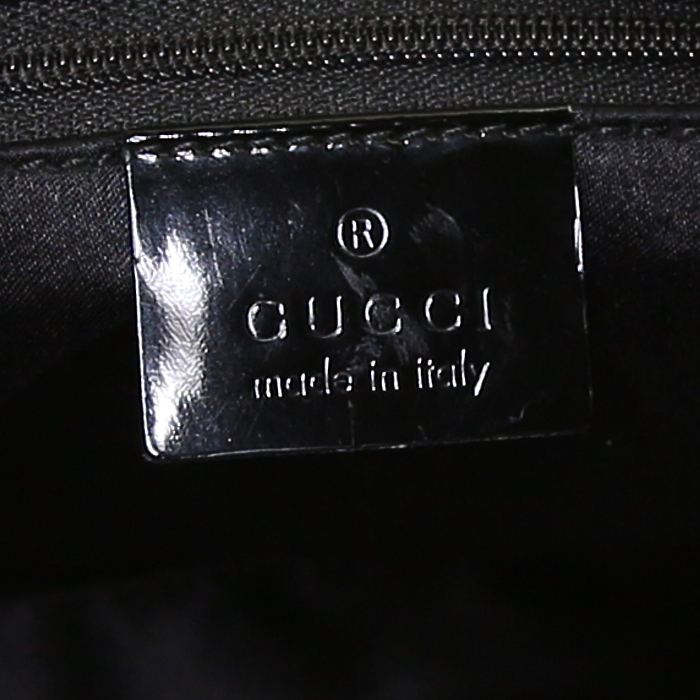 Sac à main Gucci Gucci Vintage en toile noire et cuir glacé noir - Detail D3