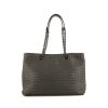 Bottega Veneta Fourre-tout shopping bag in grey braided leather - 360 thumbnail