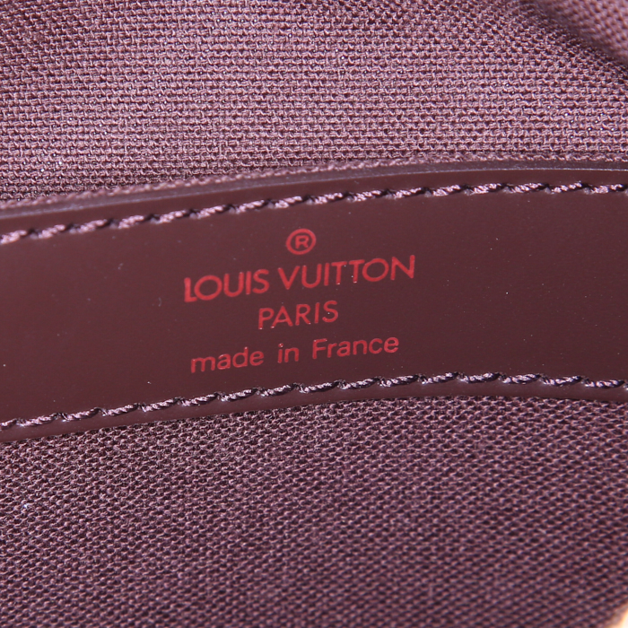 Louis Vuitton Naviglio shoulder bag in ebene damier canvas and brown leather - Detail D3