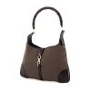 Gucci Jackie handbag in taupe canvas and black leather - 00pp thumbnail
