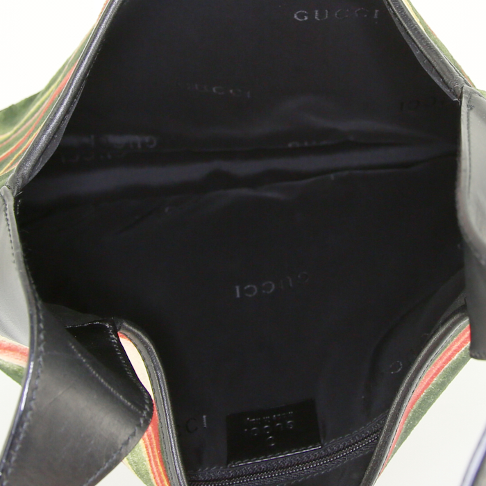 Gucci Jackie handbag in velvet and black leather - Detail D2