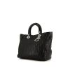 Dior shopping bag in black leather and black patent leather - 00pp thumbnail