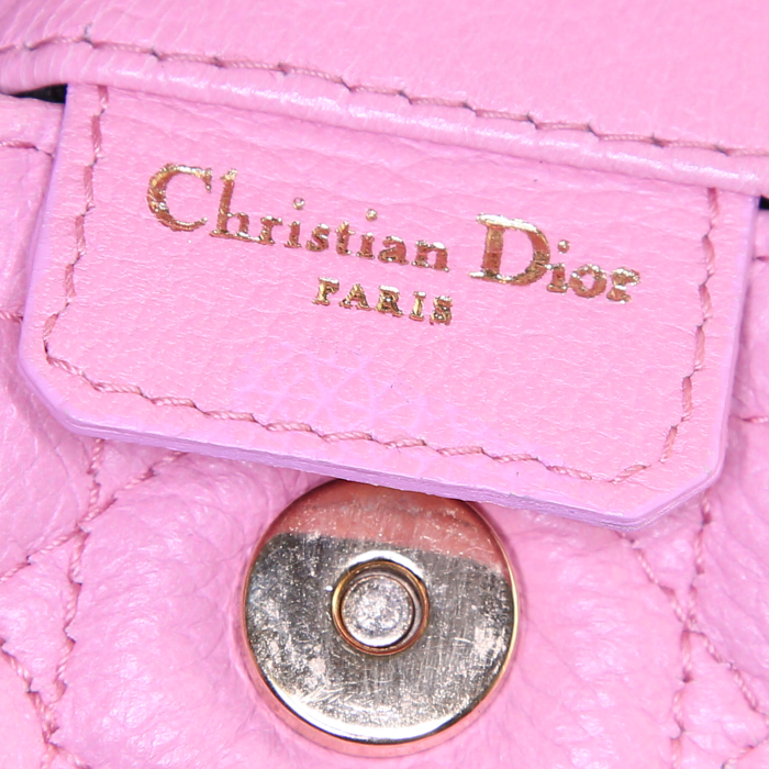 Pochette Dior Mini Lady Dior en cuir cannage rose - Detail D3