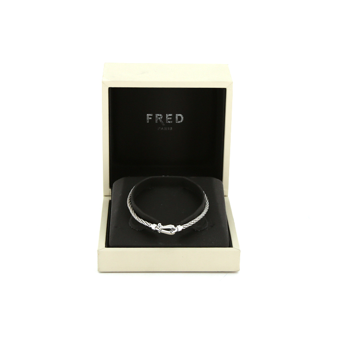 Bracciale Fred Force 10 modello piccolo in oro bianco e acciaio - Detail D2