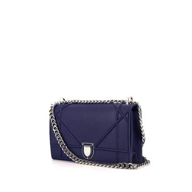 Borsa a tracolla Dior Diorama in pelle martellata blu reale