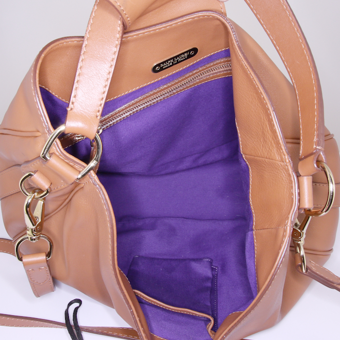 Bolso de mano Ralph Lauren en cuero marrón - Detail D3