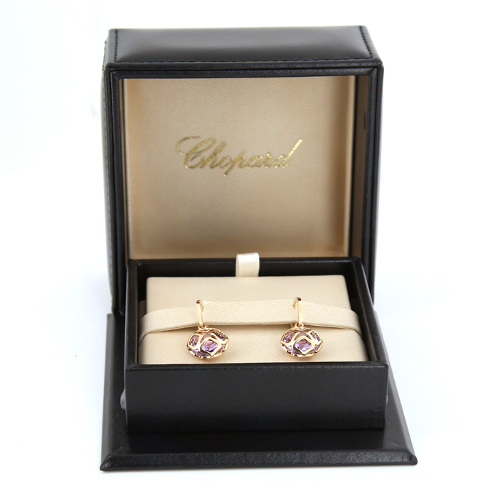 Chopard Impériale Cocktail earrings in pink gold and amethysts - Detail D2