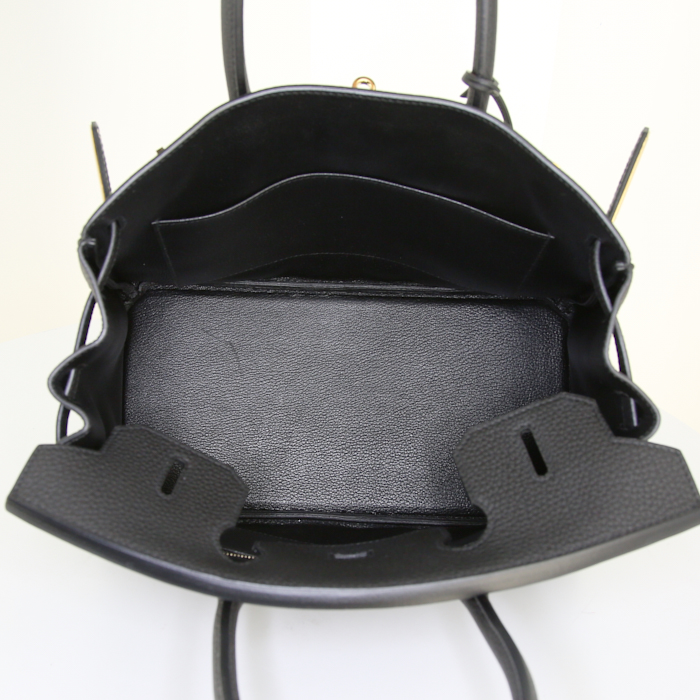 Hermes Birkin 30 cm handbag in black togo leather - Detail D2