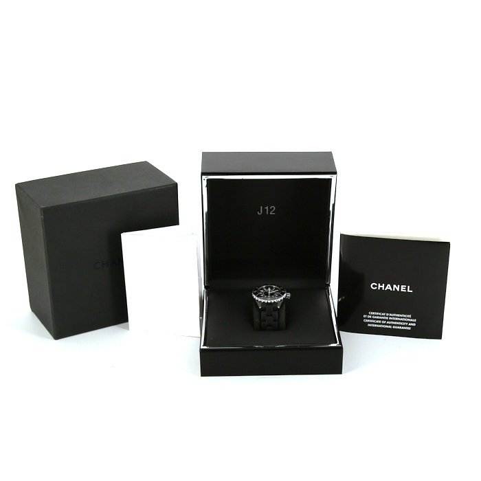 Chanel J12 watch in black ceramic and stainless steel Ref:  H0681 Circa  2010 - Detail D2