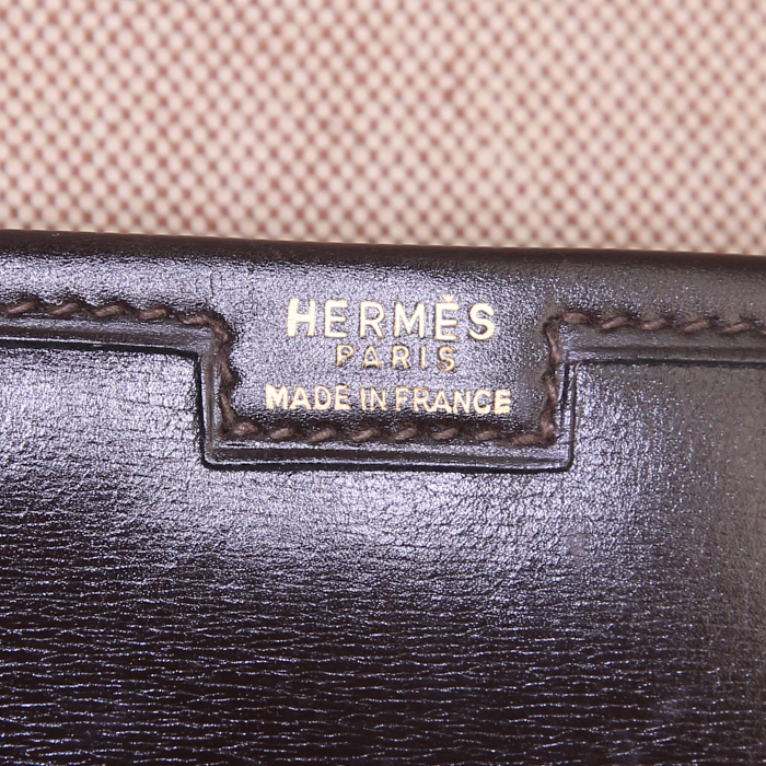 Hermes Jige pouch in brown box leather - Detail D6