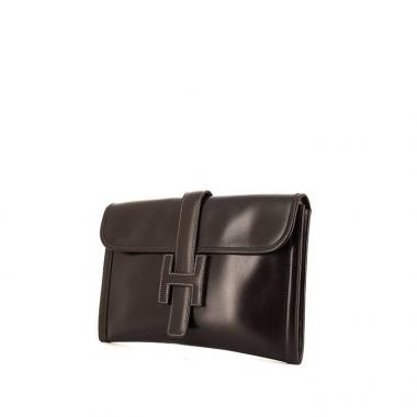 Pochette Hermes Jige in pelle box marrone