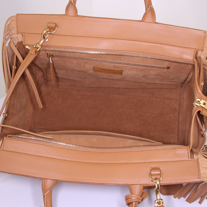 Borsa a tracolla Saint Laurent Rive Gauche in pelle gold - Detail D3