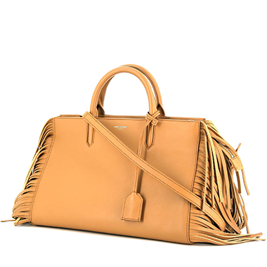 Bolso bandolera Saint Laurent Rive Gauche en cuero color oro